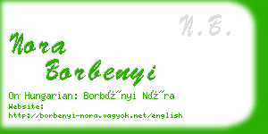 nora borbenyi business card